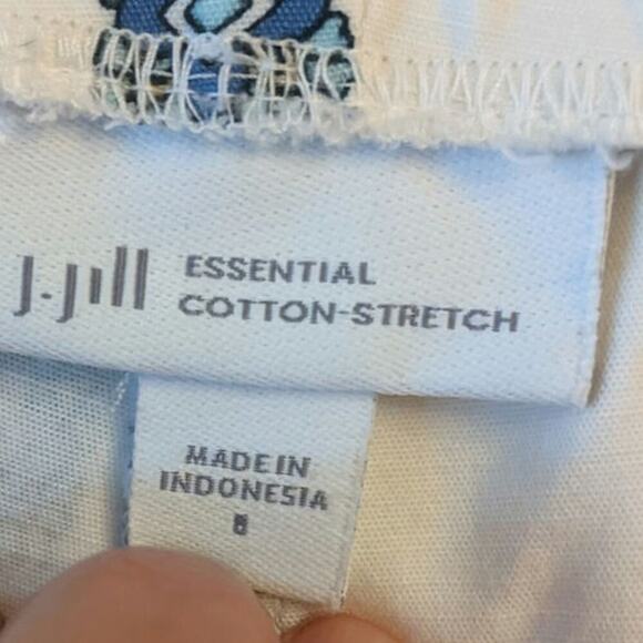J. Jill Essential Cotton Pants Blue & White, Size 8 - Picture 8 of 8